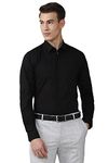 Peter England Jeans Men's Solid Slim Fit Shirt (PESFMSLB003086_Black 39)