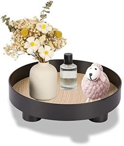 Lioong Black Round Modern Decorative Tray Coffee Table Trays Round Bathroom Vanity Trays Home Decor Gift for Women Mom Girls