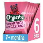 Organix Summer Fruits Rice Cake Clouds Baby Rice Cakes Finger Food Snack 7+ Months 40g (Pack of 6)