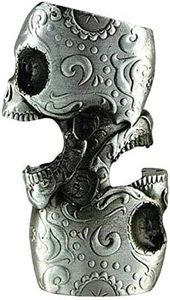 Double Skull Head Pattern Skeleton Metal Lighter Case Cover Holder fits BIC Full Standard Size Lighter J6