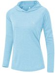 Rdruko Women's UPF 50+ Sun Protection Hoodie SPF Long Sleeve Hiking Running Shirts Lightweight(Water Blue,CA L)