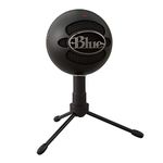 Blue Snowball USB Microphone for PC, Mac, Gaming, Recording, Streaming, Podcasting, Condenser Mic with Cardioid and Omnidirectional Pickup Patterns, Stylish Retro Design – Black