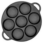Warmiehomy Cast Iron Pancake Pan 7 Holes,Non Stick Eggs Crepe Pan Double Handles for Pancake|Crepe|Egg,27cm