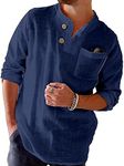 NANAMEEI Men's V Neck Casual Shirt 