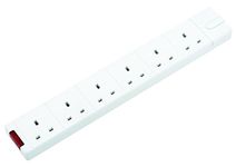 Masterplug SXG-MP Permaplug Range Six Socket Trailing Socket with Power Indicator, without Plug and Cable, 13 Amp, White