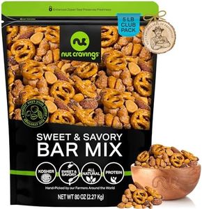 NUT CRAVINGS - Party Bar Nut Mix, Sweet & Savory Pub Snack - Smoked Almonds, Pretzels, Toffee Peanuts, Spicy, Honey Roasted Peanut (80oz - 5 LB) Packed Fresh in Resealable Bag - Healthy Protein Kosher