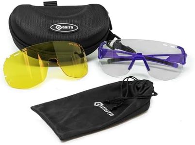 GRITR Shooting Glasses - ANSI Z87.1 Safety Glasses w/Interchangeable Lenses, Cloth Pouch & Carrying Case - Protective Eyewear for Shooting Range, Sports, Indoor & Outdoor Activities, Purple Frame