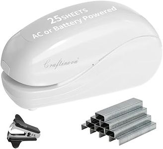 Craftinova Electric Stapler,Including 2000 Staples and 1 adapters,Suitable for Palm Size and high Comfort，25 Sheet Capacity, AC Adapter or Battery Powered，Battery not Included，(White)