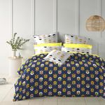 D IMPORTS 350TC Microfiber Reversible Glace Cotton AC Comforter/Quilt Set for Double Bed with 1 Flat bedsheet & 2 Pillow Covers, 4 Pieces Bedding Set (90x100 inches) (Neavy Blue)