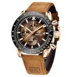 Sapphero Mens Watches Quartz Movement Chronograph Leather Strap Fashion Business Sport Design 30M Waterproof Scratch Resistant Elegant Gifts for Men