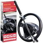 GADLANE Retractable Steering Wheel Lock - Universal Car Steering Lock Anti-Theft Device & Deterrent Suitable for Car/Van/Caravan/Truck/SUV (includes Safety Hammer), Car Wheel Lock with 3 Keys (Black)