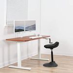 JIN OFFICE Manual Height Adjustable Desk | Standing Desk| White Frame with Walnut Brown Tabletop| Manual Height Adjustable Table with Hand Crank | 80 kg Wt. Cap (1500 x 750 mm)