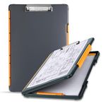 Dexas XL Legal Size Slimcase Storage Clipboard, Gray with Orange Clip