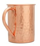 Copper Mules Pure Copper Mug RAW Copper Interior Ideal for Ayurvedic Health Benefits and Moscow Mules - Hand Hammered Finish - Authentic and Strong Riveited Handle - Holds 16oz