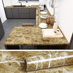 VEELIKE Brown PVC Kitchen Countertop Self-Adhesive Sticky Back Contact Paper Oil-Proof Marble Wallpaper for Bathroom Waterproof Peal and Stick Vinyl Wall Sticker Removable Easy to Clean 60cm x 900cm