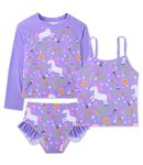 Kinberr Girls Swimsuits 3 Piece Rash Guard Sets Long Sleeve Bathing Suits Size 3-10 Years