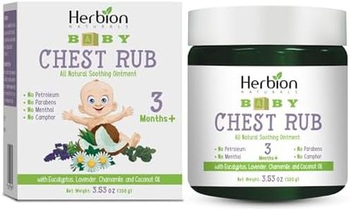 Herbion Naturals Baby Chest Rub, Ages 3 Months+, All-Natural Soothing Ointment with Coconut Oil, Eucalyptus, Lavender, Chamomile, Shea Butter, Petroleum & Menthol-Free, Non-GMO; For Baby Essentials