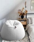 Mollismoons Bean Bag XXXL Size for Adults & Kids Fur bin Bag Luxury Bean Bag Chair (White, Bean Bag Without Beans Cover(Assembly Required))