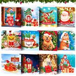 12 Pack Christmas Cards, 5D Diamond Painting Christmas Greeting Cards With Diamond Painting Tools And Envelopes, DIY Greeting Cards For Christmas, Xmas Manual Greeting Cards For Festival New Year