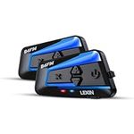 LEXIN Motorcycle Bluetooth Headset with Music Sharing, 2pcs B4FM 10 Riders Helmet Bluetooth Intercom with Noise Cancellation/FM Radio, Universal Communication Systems for Snowmobile/ATV/Dirt Bike