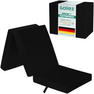 Goliez Klappmatratze 3-teilige Faltmatratze Gästematratze, Schaumstoff Matratze, Klappbar, Faltbare Kamping Bett, Waschbar Bezug (Schwarz, Einzel195x80x10cm)