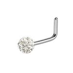 Gekko Body Jewellery Surgical Steel L Bend Nose Ring/Stud with Clear Ferido Ball