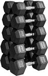 MAGMA 30-50 LB Premium 400-Pound Rubber Hex Dumbbell Set