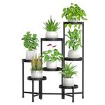 FLMOUTN 7 Tier Corner Plant Stands Indoor Outdoor Clearance, Metal Tiered Tall Flower Pot Shelf for Multiple Plants, Heavy Duty Plant Holder Display Rack for Patio Garden Balcony Living Room(Black)