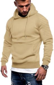 COOFANDY Men's Hipster Hoodie Long Sleeve Drawstring Sweatshirt Athletic Pullover Hooded Shirt with Pocket Khaki S