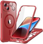 ESR Magnetic for iPhone 14 Case [Compatible with MagSafe] Full-Body Military-Grade Drop Proof Phone Case for iPhone 14 with Built-in 9H+ Tempered Glass Screen Protector, Clear Red