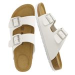 CUSHIONAIRE Men's Lane Cork Footbed Sandal with +Comfort, Arch Support, Adjustable Straps - Comfortable Slide Sandals for Walking, Casual Summer Footwear, White Nappa, 11