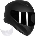 ILM Full Face Motorcycle Street Bike Helmet with Enlarged Air Vents, Free Replacement Visor for Men Women DOT Approved Model-ST-06 (Matte Black, Large)