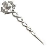 Alexander Castle 925 Sterling Silver Scottish Thistle Kilt Pin Brooch for Men & Women - Kilt Accessory with Jewelry Gift Box - 75mm, Sterling Silver