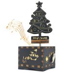 Sooharic Christmas Music Box, Rotatable Wooden Music Box Clockwork Mechanism, Xmas, Party/Room Decorations