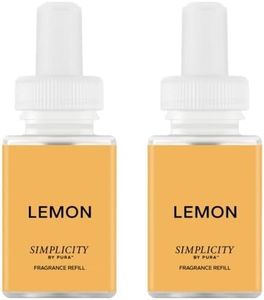 Pura & Simplicity Home Scent Refill - Smart Air Diffuser - Up to 120-Hours of Luxury Fragrance per Refill - Home Essential - Clean & Safe Diffuser Fragrance - 2 Pack, Lemon