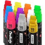 Liquid Chalk Markers (10 Pack) with Gold & Silver - Jumbo Dry Erase Marker Pens for Blackboard, Windows, Chalkboard Signs, Bistro - 15mm 3-in-1 Nib - 50 Chalk Labels included