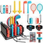 Tendak 16 in 1 Switch Sport Accessory Set for Nintendo Switch / Switch OLED, Switch Sport Game Accessory Kit with Switch Golf Racket/Badminton Tennis Racket/Armbands/Football Leg Strap/Chambara Sword