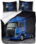 OliveSleep Blue Truck Duvet Cover Set Single Size,Quilt Cover Set,Decorative 2 Piece Bedding Set with 1 Pillowcase, (Multi 20, Single)