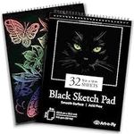 32 Sheets Black Sketch Pad 9X12" - Black Sketchbook Drawing Paper, Perforated Edge on Spiral Bound 88 LB - Art Black Sketch Book for Colored Pencils, Graphite, Charcoal, Pastels & Gel Pens