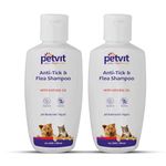 Petvit Anti Tick Dog Shampoo | Dog Shampoo for Ticks and Fleas | Pet Shampoo for Dogs | Non Toxic | Ticks and Fleas Remover | Natural | Hair Care | Pack of 2-400 ML… (Pack of 2)