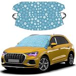 EcoNour Windshield Cover for Ice and Snow | Tough 600D Polyester Printed Fabric Windshield Frost Cover for Any Weather | Water, Heat & Sag-Proof Car Windshield Snow Cover | Standard (69" x 42")