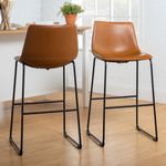 Heavenly Collection London Stool 26'H in Tan, Counter Stool Set 2 Bar Stool Pub Chair Kitchen Island Counter, with Backrest & Footrest Stool, NHTW66