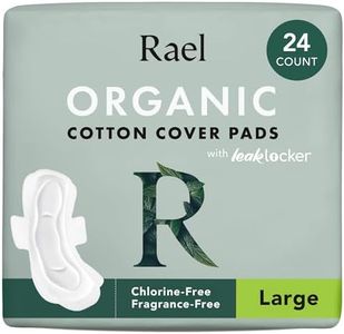 Rael Pads for Women, Organic Cotton Cover - Period Pads with Wings, Feminine Care, Sanitary Napkins, Heavy Absorbency, Unscented (Large, 24 Count)