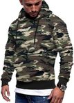 COOFANDY Men's Workout Hoodie Lightweight Gym Athletic Sweatshirt Fashion Pullover Hooded with Pocket Green Camo XL