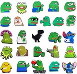 26 pcs Unique Funny Meme Shoe Charms - Pepe Kermit Frog Charms Accessories Decoration，Women Men Boys Girls Kids Party Favor Gifts