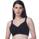 KYANDO Women's Non Wired, Non Padded, Seamless Bra (Lara) (Color - Black, 32D)