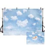 MEHOFOND 7x5ft Blue Sky Photography Backdrop White Cloud Kids Birthday Party Decoration Baby Shower Cake Table Banner Photo Studio Background Props