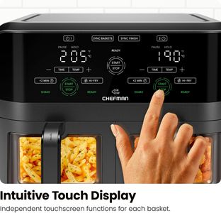 CHEFMAN Dual Air Fryer Oven 5.6L – Dishwasher Safe Baskets, Sync Finish, Black