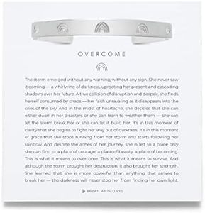 Bryan Anthonys Overcome Engraved Cuff Bracelet for Women - Elegant Bracelet with Silver Plated Finish Over Brass, Nickel-Free Meaningful Everyday Jewelry Gift for Her with Sentimental Design