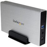 StarTech.com 3.5in Silver Aluminum USB 3.0 External SATA III SSD / HDD Enclosure with UASP - Portable USB 3 3.5" SATA Hard Drive Enclosure (S3510SMU33)